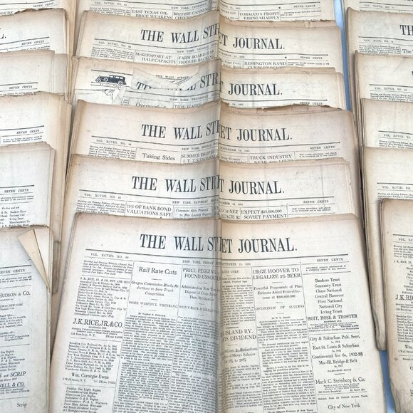 Vintage Wall Street Journal September 1931 Stock Market Crash Paper Ephemera - Picture 3 of 9
